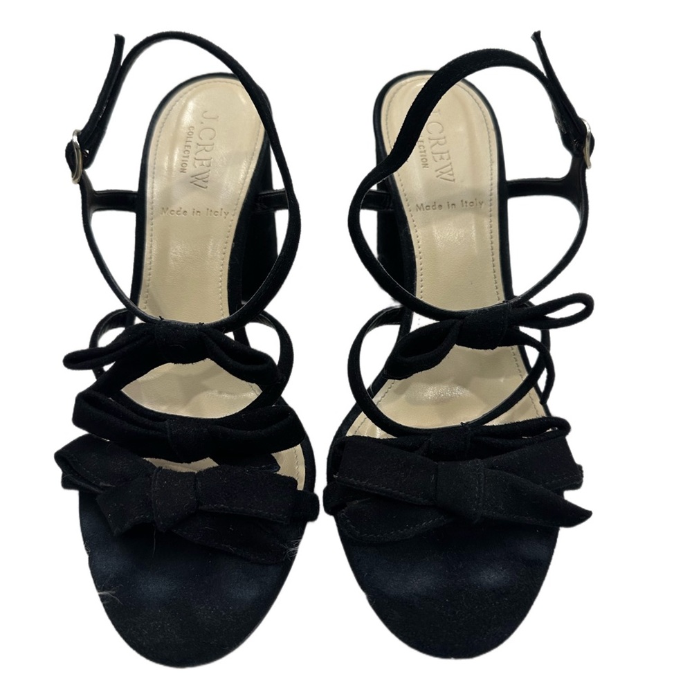 J. Crew Stella Bow Heels in Black Suede